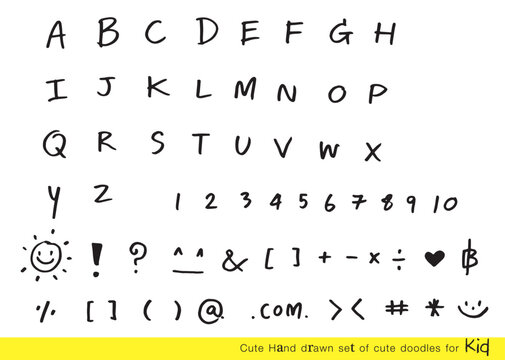 Cute Hand drawn doodle letters vector alphabet set,Children's English font for book design, doodle Vector illustration, handwritten font 
