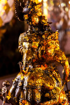 Detail of the Ganesha statue for worship in Thai temple
