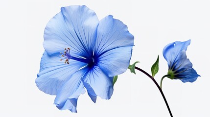 Serene Bloom: Blue Flower on White Isolated Background with Soft Shadow