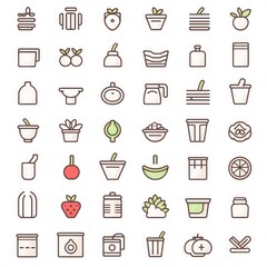 Household Appliances: Related objects and elements illustration icons collection set.
