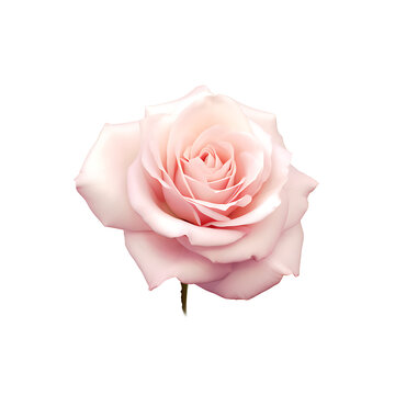  Single rose flower in pastel pink, isolated PNG