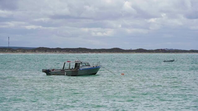 Boats anchored at the Beachport Jetty in South Australia