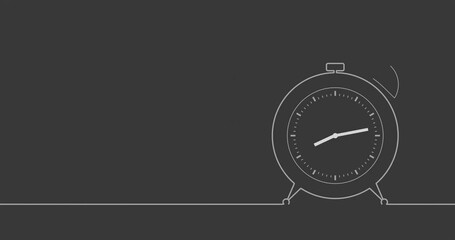 Time to learn English. Alarm clock with British flag on clock face. Thin line style - Powered by Adobe