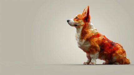 3D art a cute dog sitting isolated on clear background