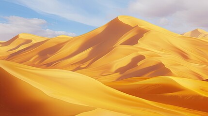 Fototapeta na wymiar Desert sandy landscape. Camel, oasis, heat, mirage, thirst, cactus, caravan, Bedouin, water, dune, sun, drought, tumbleweed. Generated by AI