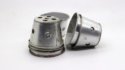 Isolated traditional aluminum cake mold