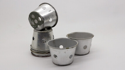 Isolated traditional aluminum cake mold