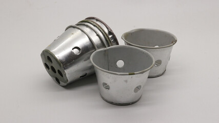 Isolated traditional aluminum cake mold