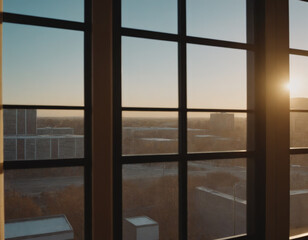 Sunrise View Through Window Panes