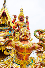 Fototapeta na wymiar Detail of the Garuda statue stucco in Thai temple