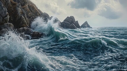 Storm at sea. Sea, disaster, weather station, forecast, sail, storm, wind, waves, thunderstorm, ship, hurricane, calm, ocean, shipwreck, weather, boat, tsunami. Generated by AI - obrazy, fototapety, plakaty