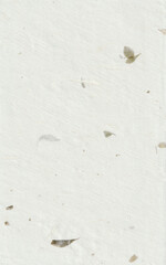 Handmade rice paper texture with small green leaves.