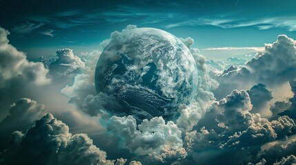 Earth in the Clouds A Stunning View of Our Planet from Space Generative AI - obrazy, fototapety, plakaty