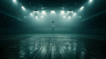 Foto op Canvas Glowing Basketball Court A Neon-Lit Arena for the Ultimate Game Generative AI © Bipul Kumar