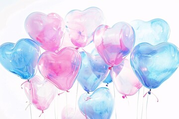 Heart-Shaped Balloons in Pink, Purple, and Blue A Celebration of Love and Creativity Generative AI