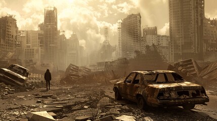 Post-apocalyptic Ruins A Dystopian Future Generative AI