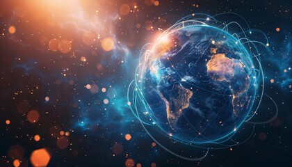 Glowing Earth A Celestial Splash of Light Generative AI