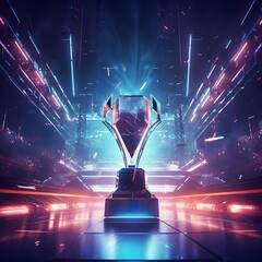 ESports Glory Winner Trophy in Computer Games Championship Arena
