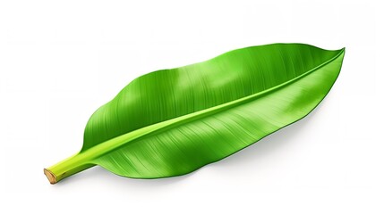 Tropical Elegance: Fresh Whole Banana Leaf Isolated on White Background