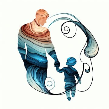Father's day in watercolr with Generative AI.