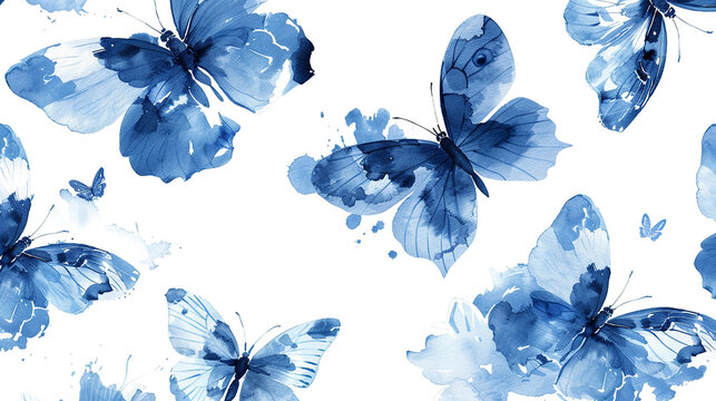Watercolor butterfly pattern background