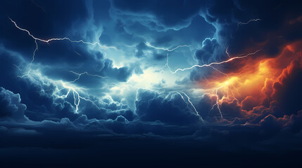 Fototapeta premium Lightning in the clouds flashing bright sparks in dense clouds