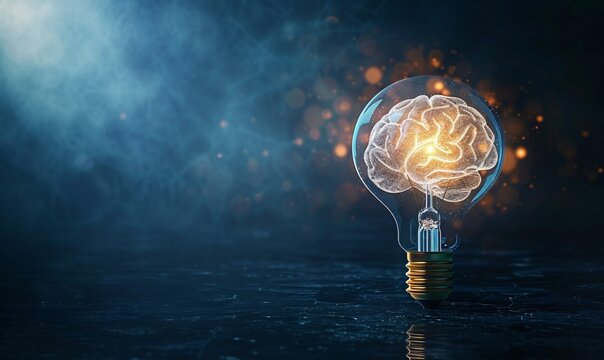 Illuminating Brain Power A Glowing Lightbulb Represents the Bright Ideas of the Month Generative AI