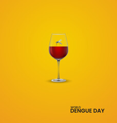 World Dengue Day, red blood whit glass, vector illustration