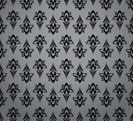 Flower geometric pattern. Seamless vector background. Gray and black ornament