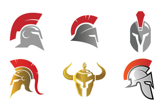 Creative Spartan Helmet Collection Logo Symbol Vector design Illustration