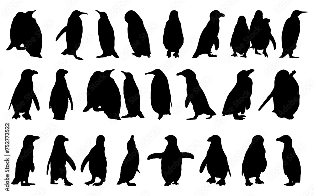 Wall mural abstract vector penguin silhouette set