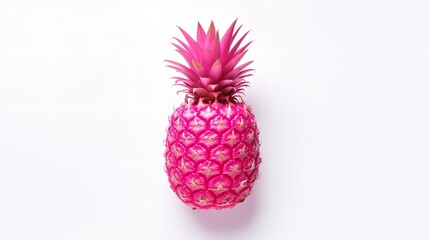 Tropical Elegance: Pink Color Halves of Pineapple on White Background