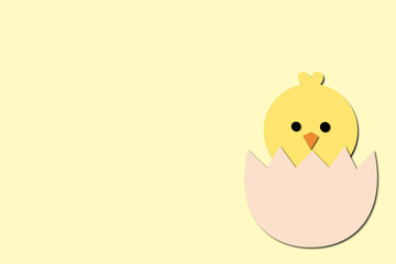 Minimal illustration with cute baby chicken on a cracked egg