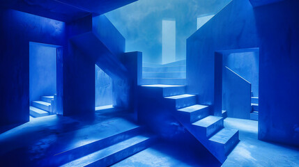 Neon Future, Abstract Architecture in Blue, Illuminating the Path to Tomorrow, A Vision of Modern Spaces