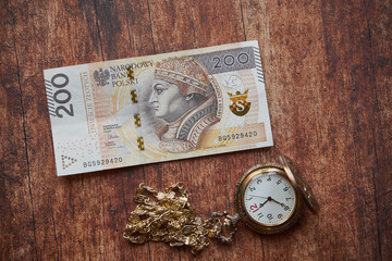 inflacja,polskie banknoty,zegarek kieszonkowy