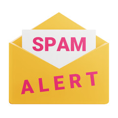 3D Emails Spam Malware Alert Illustration with Transparent Background