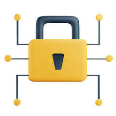 3D Network security Illustration with Transparent Background