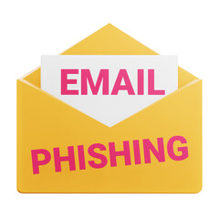 3D Phishing Emai Illustration with Transparent Background