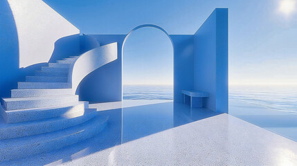 Greek Isle Minimalism, White Architecture Against Blue Skies, The Simplicity of Santorinis Charm - obrazy, fototapety, plakaty