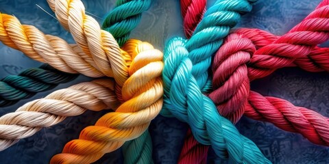 Team rope: a diverse strength that connects partnership. Generative Ai