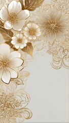 white and gold flowers, wedding invitation background