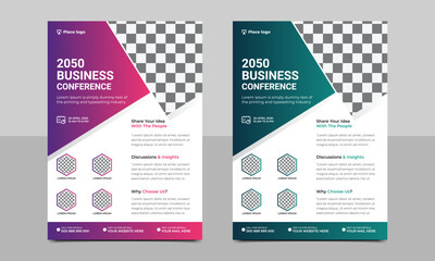 Business Conference Flyer Template. Creative corporate business conference flyer brochure template.