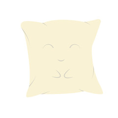 Pillow with a smile. Cute character vector illustration