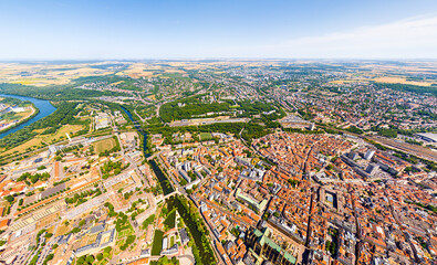 Metz, France. Panorama of the city on a summer day. Sunny weather. Aerial view