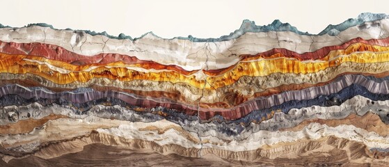 Colorful abstract geology layers in art installation - obrazy, fototapety, plakaty