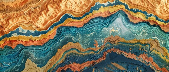 Colorful abstract geology layers in art installation - obrazy, fototapety, plakaty