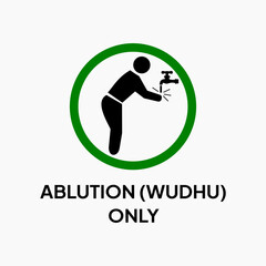 Label or sticker indicating the place of ablution.