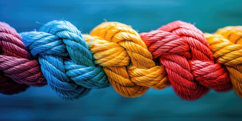 Team rope: a diverse strength that connects partnership. Generative Ai