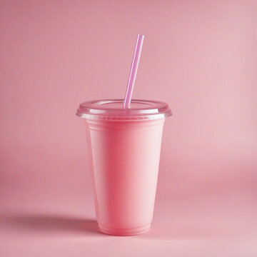 Pink Slushie Drink Cup with a straw