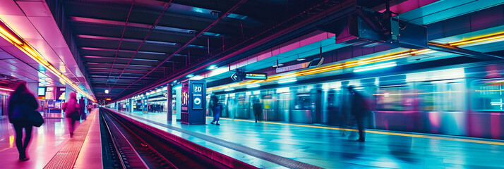 Blurred motion image of a city train station
